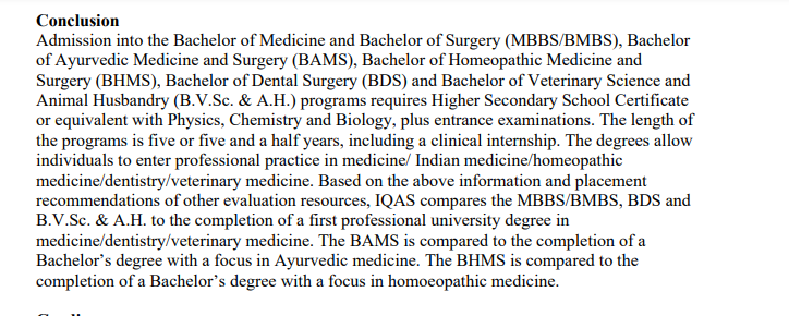 B.H.M.S degree validity ECA Community